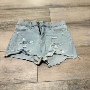Abercrombie & Fitch Blue Jean Shorts High-Waisted Distressed